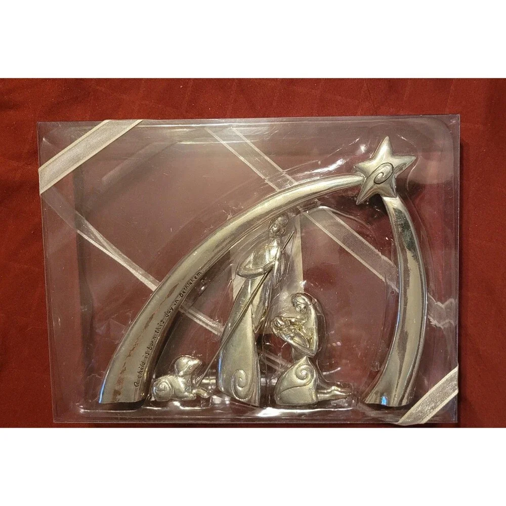 NIP 5-Piece Serenity Silver Pewter Nativity Holy Family By Seasons Cannon Falls